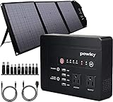 200W Solar Generator, 146Wh Portable Power Station with Pure Sine Wave AC Outlet, 42000mAh Backup Lithium Battery, 60W Solar Panel Charger for Outdoors Camping Travel Hunting Emergency