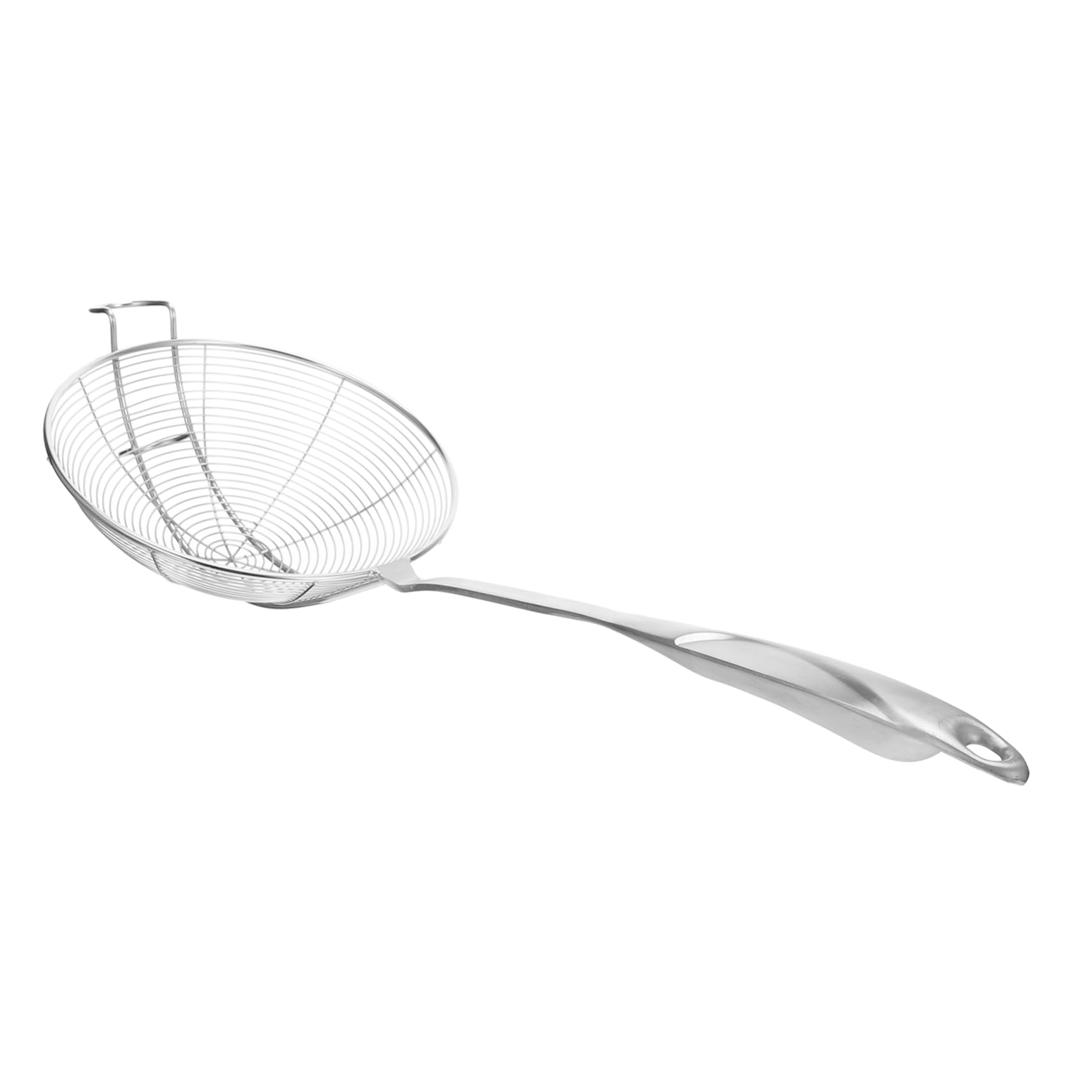 GRIRIW Stainless Steel Food Strainer Skimmer Colander for Kitchen Use for Filtering Juices Noodles and Flour Lightweight Design with Convenient Hanging