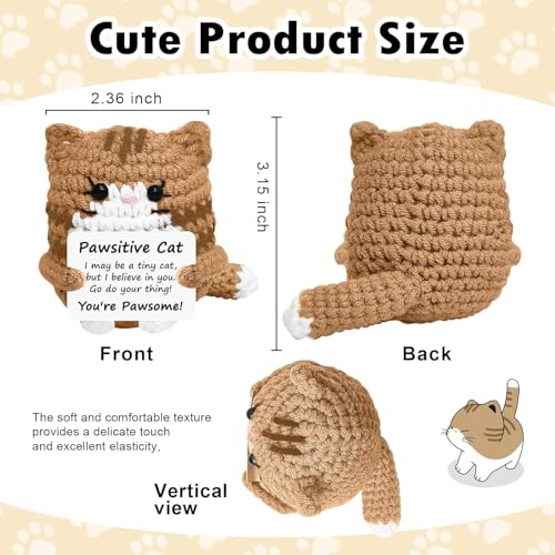 Image of Crochet Toys, Handmade Cat Crochet Animals, Cute Crochet Gift for Home and Office Decor, Emotional Support Animal Toy, Cute Things for Study Table Desk Decoration (8x6 cm, Brown)