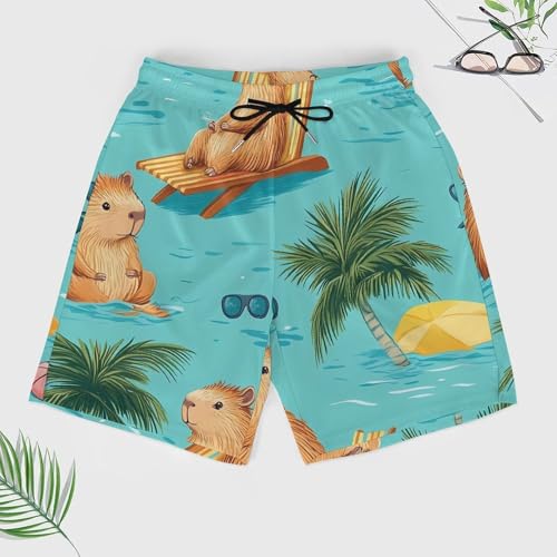 Cute Capybaras Beach Men's Board Shorts Swimsuit Beach Pants Swimwear Bathing Suits3
