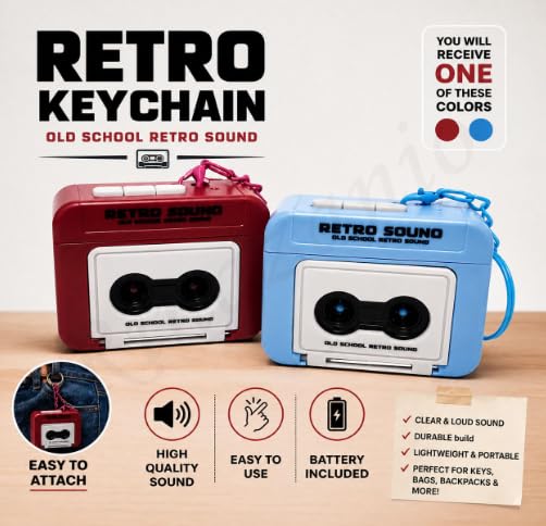 Image of PArul Art and Craft Retro Sound Voice Recorder Keychain - Mini Cassette Style Voice Message Recorder with Playback, Portable Keychain