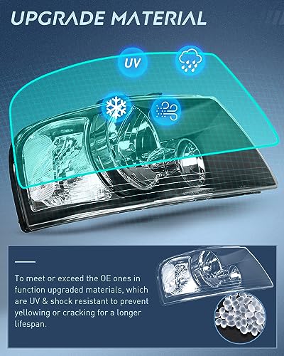 Image of Nilight Headlight Assembly Compatible with 2003 2004 2005 2006 Ford Expedition Headlamps Replacement Black Housing Clear Reflector Lens Driver and Passenger Side