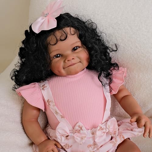 Muñeca Reborn Toddler Negra 24 Pulgadas Realista miniatura 4