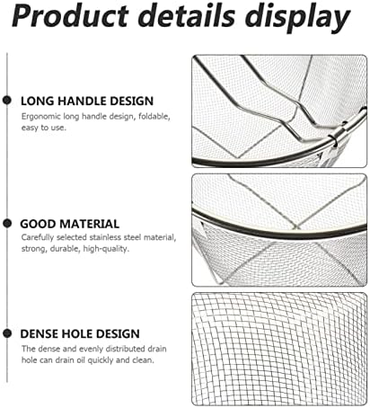 DOITOOL Stainless Steel Deep Fry Basket Round Wire Mesh Fry Basket Deep Fryer Strainer with Handle for Frying (31.5X18X11cm)