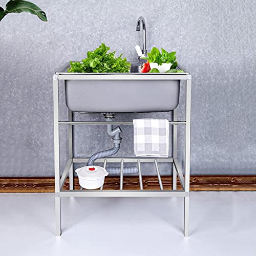 Évier simple bac autoportant en inox pour résoudre le manque d'espace de lavage