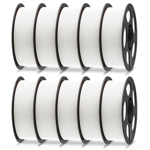Image of ANYCUBIC PLA Plus (PLA+), 3D Printer Filament 1.75mm Bundle, High Toughness, Dimensional Accuracy + /- 0.02mm, Print with Most FDM 3D Printers, 10 Pack 1KG Reusable Spool White