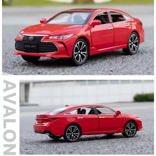 Image of Exclusive Alloy Metal Pull Back Die-Cast Car Diecast Metal Pullback Toy Car with Openable 6 Doors,Light Music Boys Gifts Toys (1:24 Avalon - Red Color)