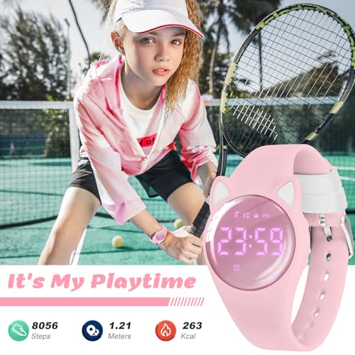 Kids Digital Watches for Girls Boys, Sports Watch with Fitness Tracker, Pedometer, Alarm Clocks, Stopwatch, No App Needed & Waterproof Kids Watch, Gift for Teens Girls Boys Ages 5-143
