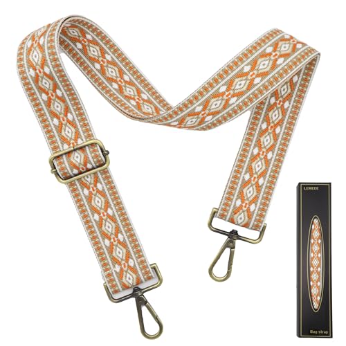 Image of LEMEDE Purse Strap Adjustable Replacement Crossbody Bag Straps Retro Jacquard Embroidery Shoulder Straps for Shoulder Bag