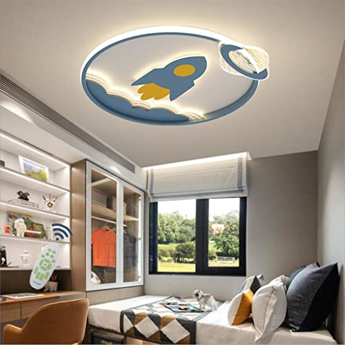 Lampe de chambre enfants LED bleu avec lustre fusée dimmable
