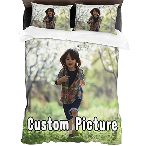 GZYZXP Personalized Single Duvet Cover, Custom Bedding Set With Memorial Photos, Personalized Photo Text Bedding Set For Family Couples Baby Birthday Friendship Anniversary - 135×200cm