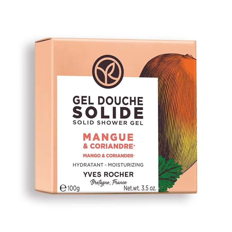 Yves Rocher Mango Coriander Nourishing Solid Shower Gel Bath & Body Routine Women Men Day Care No Soap 100 g./3.3 oz.