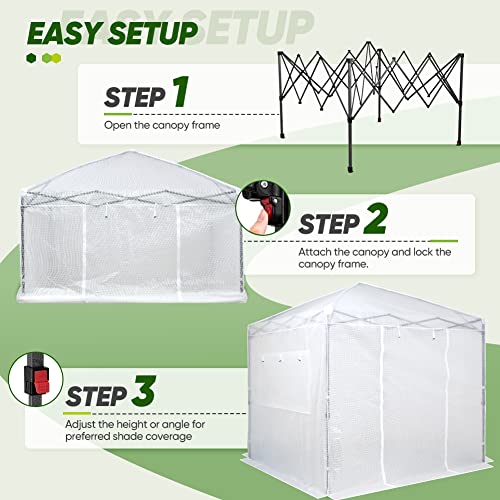 Image of EAGLE PEAK 8x8 Easy Setup Pop Up Greenhouse, Clear /White