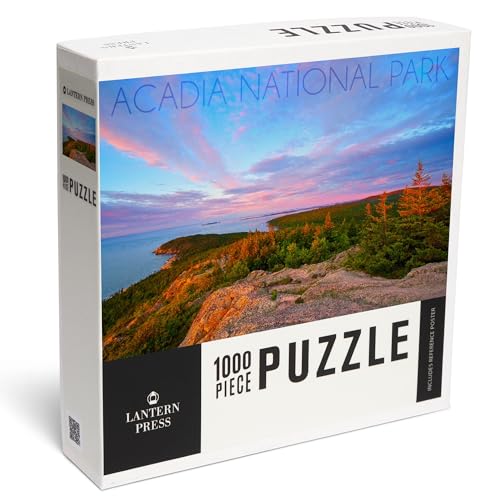 Lantern Press Acadia National Park, Maine, Photography, Cadillac Mountain 1000 Piece Jigsaw Puzzle for Adults, Made in USA with Reference Poster