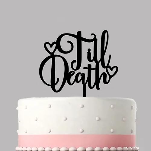Miniatura 10 de Decoración acrílica personalizada para tartas de boda, silueta negra hasta la muerte, decoración de tartas, suministros de fiesta para boda,