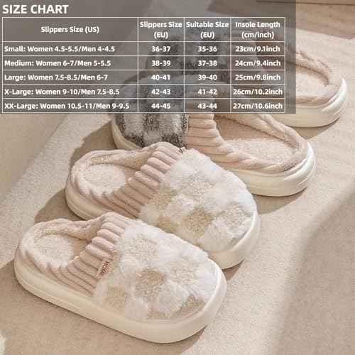 Checkered Slippers for Women Men Indoor Warm Cozy Winter Fuzzy Slippers Unisex Plush Plaid Home Bedroom House Shoes Slip On Non-Slip2
