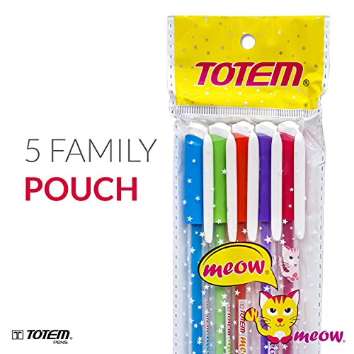 Image of Totem Win Pens Theme of Colourful Cats Meow 0.7 mm Tip for Smooth & Dark Writing Ball Pens for Stylish Girls Cute Pens, School, Office & Business - 100 Pcs (50 Blue Ink & 50 Black Ink)