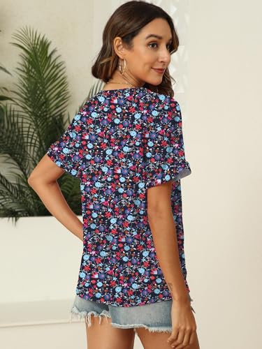 Image of T Shirts Short Sleeve V Neck Tees Womens Tops Beach Vacation Fashion Clothes 2026 Casual Summer Spring Fall Outfits