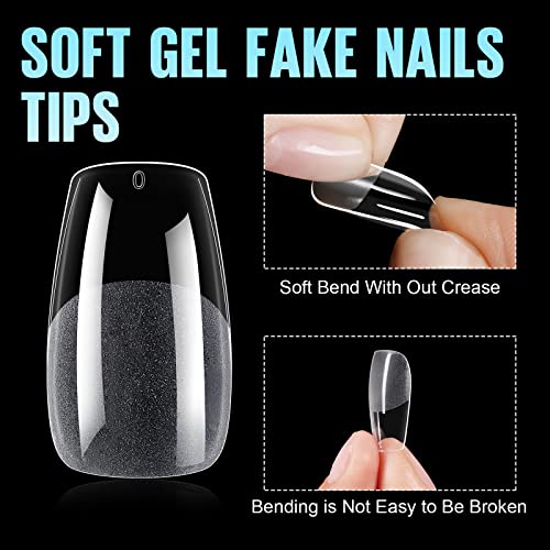 Tomicca Coffin Nail Tips - 360 Pcs Full Cover False Nails For Extension Nail, Acrylic Pre-Shaped Nails In 15 Sizes - For Professional Nail Art And Diy At Home #TOP2