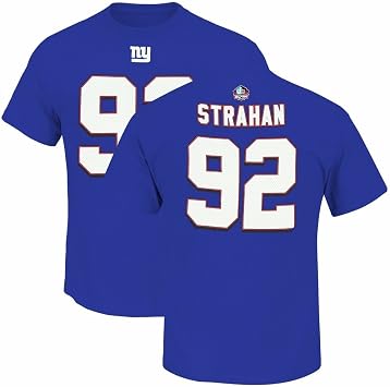 Majestic Athletic NFL Football T-Shirt New York NY Giants Michael Strahan #92 Hof Hall of Fame Jersey