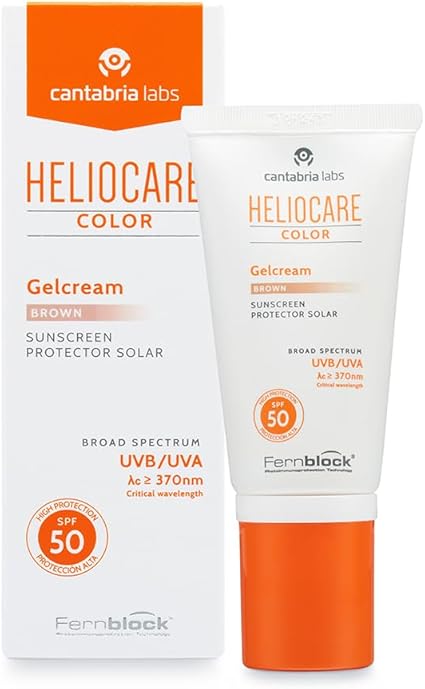 Cantabria Labs Heliocare Color Gelcream SPF 50 - Fotoprotección Avanzada con Color, Fluido Hidratante en Textura Gel, Acabado Natural, Pieles Normales y Secas, Tono Brown, 50ml