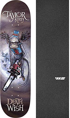 Deathwish Skateboards Taylor Kirby Nikko Skateboard Deck - 8.25" x 31.5" with Jessup WS Die-Cut Black Griptape - Bundle of 2 Items