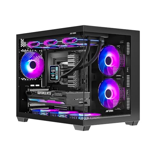 Image of Ant Esports Crystal X6 Mini Mid-Tower Computer Case /Gaming Cabinet - Black | Support Micro-ATX, Mini-ITX | Pre-Installed 6 ARGB Fans
