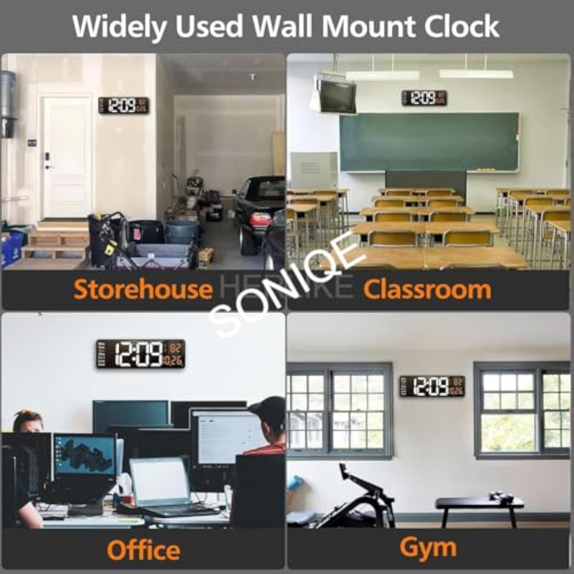 Plastic Digital Wall Clock with Large Display