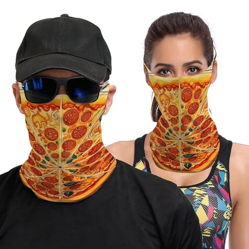Neck Gaiter A Full Pizza Face Mask for Travel Face Cover Scarf for Men Women Elastic Headbands Wind-proof Bandana for Skiing Fishing Hiking Cycling