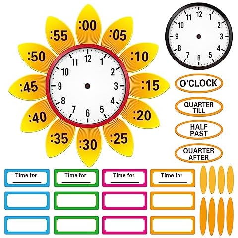 WhatSign Telling Time Bulletin Board Decorations 38Pcs Telling Time Bulletin Board Set Learning to Tell Time Clock Cutouts Telling Time Teaching Clock for Kids Classroom Must Have Teacher Supplies Cover