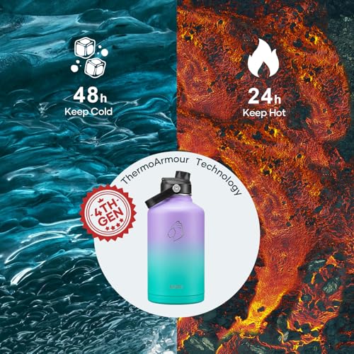 Image of BUZIO 64 oz Insulated Stainless Steel Water Bottle with Dust-proof Lids