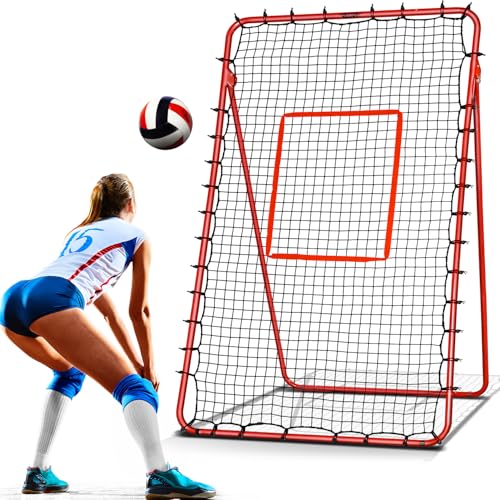 Red de rebote de voleibol de 7 x 4 pies, equipo de entrenamiento de voleibol ajustable en ángulo para golpear, bloquear, servir, configurar, red de rebote de voleibol de fácil instalación, entrenador