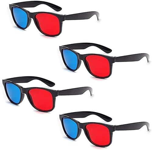 4 gafas 3D rojas y azules universales para TV y películas, marco de video tridimensional, gafas 3D, gafas de vidrio para juegos de películas 3D,