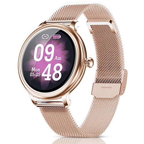 Reloj Inteligente Mujer,Smartwatch Hombres Impermeable IP68 Deportivo Fitness Monitores Actividad Pantalla Táctil Pulsómetros Sueño Contador Caloría Podómetro Presión Arterial para Android iOS