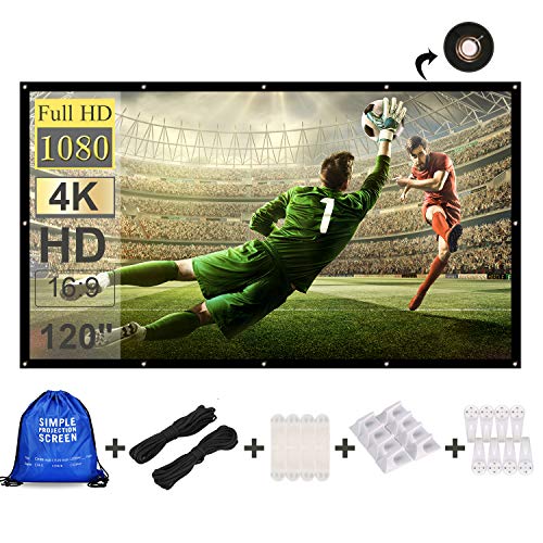 Projector Screen, Mandzixin 120 inch 16:9 HD Foldable Anti-Crease Washable Widescreen Projector Movies
