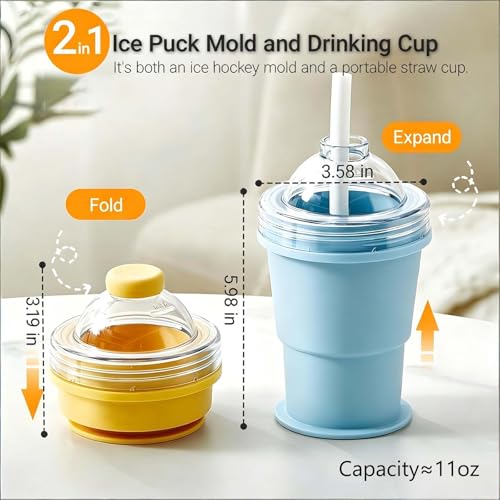 Vaso plegable 2 en 1 con pelota de hielo y pajilla miniatura 2
