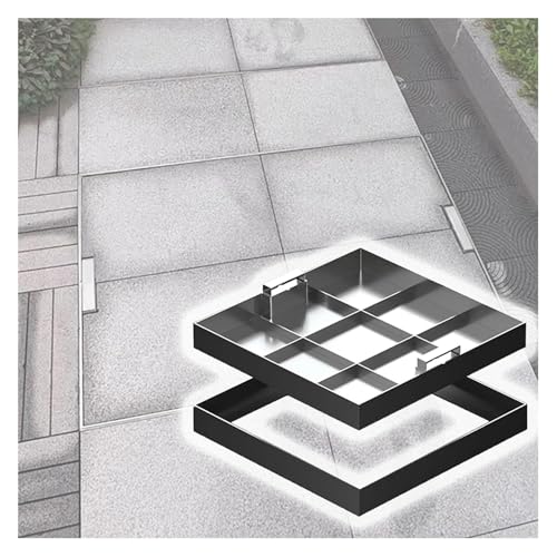 SXEVZOO Tapa y Marco Empotrados para Boca de Inspección, 40 * 60/50 * 50/60 * 80/85 * 85cm Tapa Rectangular para Fosa Séptica con Asas, para Interiores y Exteriores(40 * 70cm)