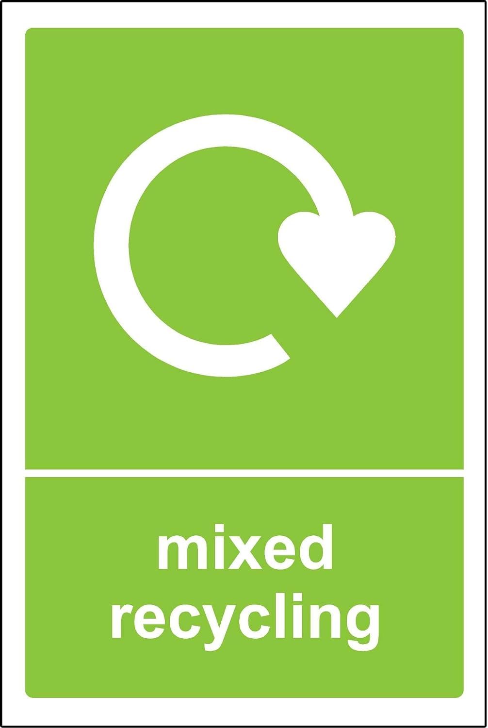 KPCM Display ltd Recycling bin Sticker 20cm x 30cm Mixed Recycling - Self Adhesive Vinyl Case (Pack of 20)