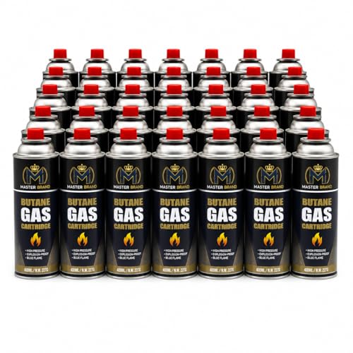 MASTER BRAND 28 Pack Butane Gas Canisters 227g | Camping Stove Heater BBQ & Blowtorch Gas Bottles | High Performance Fuel Cartridge for Outdoor & Indoor Use.