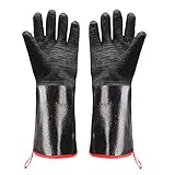 QEZEZA BBQ Grill Gloves, Heat Resistant Gloves for Turkey Fryer, Barbecue, Baking, Oven, Fireproof Waterproof Grilling Gloves (17 Inches)