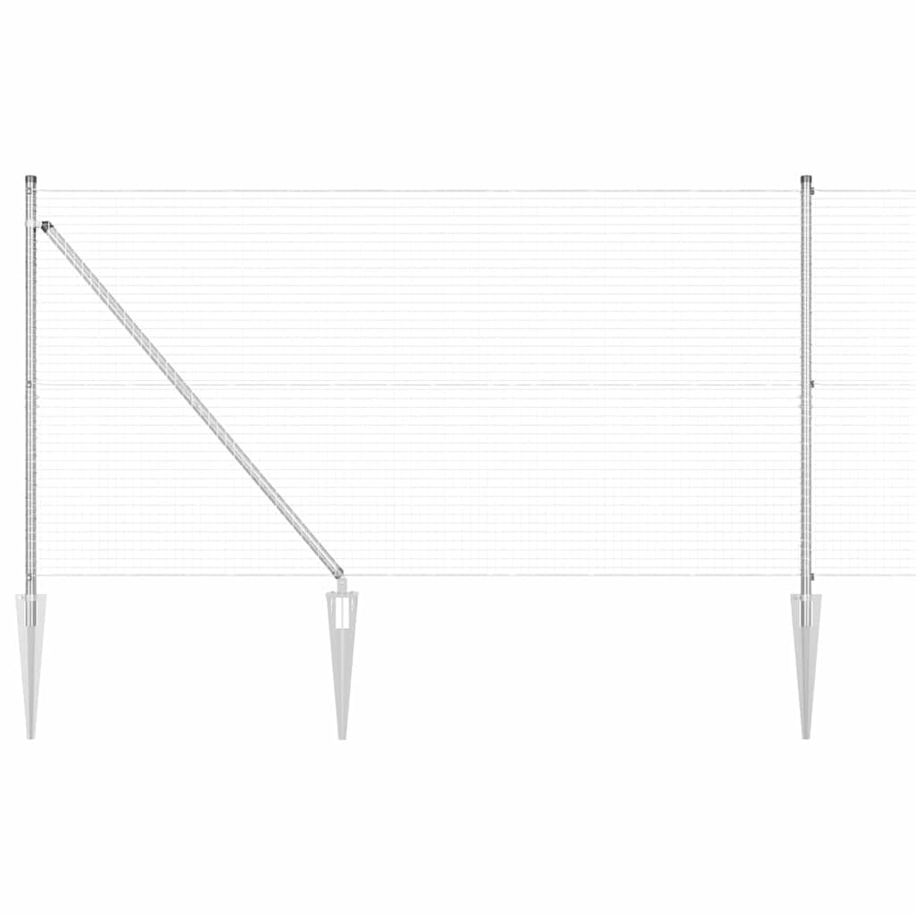 Garden Fencing Steel Post Silver 50 x 1.2m 25x25mm Mesh Outdoor Boundary Support Kit for Privacy Decorative Modular Yard Fence Panel