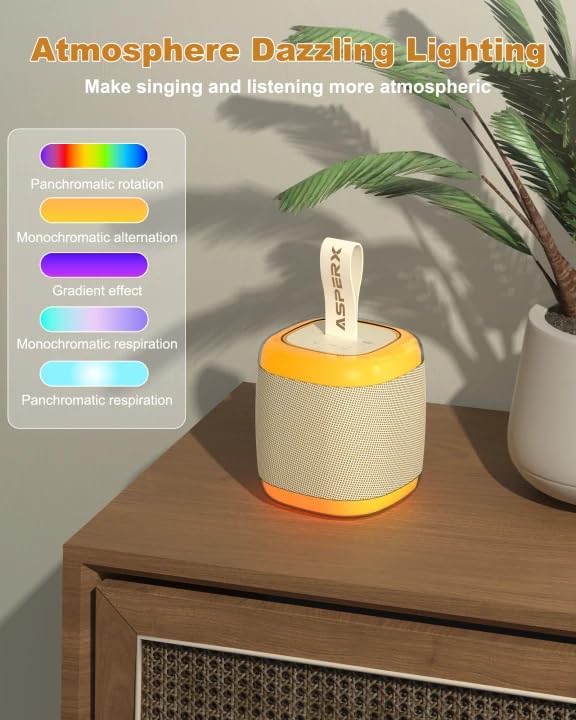 Karaoke Machine for Adults/Kids, Portable Bluetooth Speaker System with 2 Wireless Microphones, Karaoke Speaker with Light and Voice Effects, Supports TF, for Home Party, Meeting(Beige) - Image 3