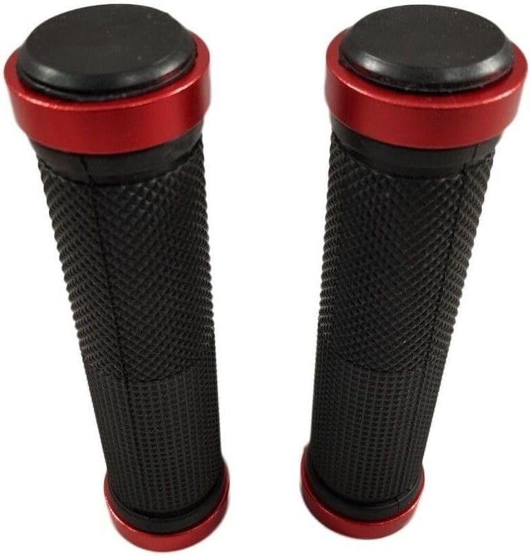 WUXIANM Fahrradlenker Griffe Mit Alu-Schloss – Handgriffe Für Scooter & Citybikes, Rot, 130 Mm Lang, 22 Mm Innendurchmesser, Inkl. Sechskantschlüssel