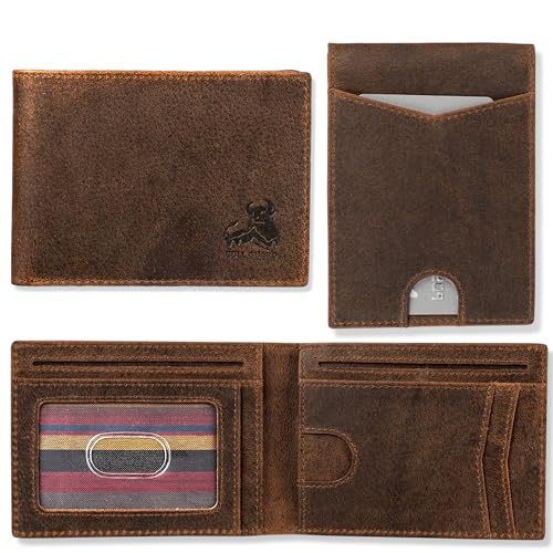 BULL GUARD Bifold Leather Wallet Slim Men's RFID Blocking Technology Premium Durable Leather & Tight Stitching, Quick Access Design with Security and Style Ideal for Work, Travel or Adventure2
