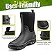 TIDEWE Rubber Boots for Men, 5.5mm Neoprene Insulated Rain Boots with Steel Shank, Waterproof Mid Calf Hunting Boots, Sturdy Rubber Work Boots for Farming Gardening Fishing (Black Size 8)