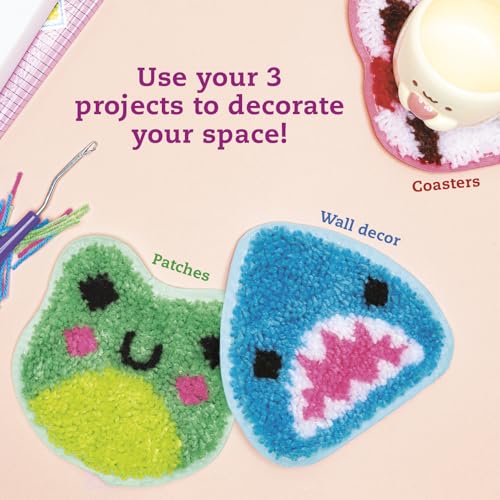 Image of Klutz Latch Hook Animals: Red Panda, Frog & Shark
