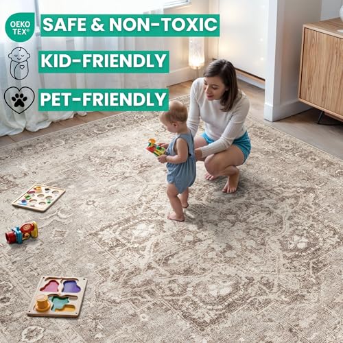 Bloom Rugs Washable Non-Slip 7 ft Runner - Beige/Gray Traditional Runner for Entryway, Hallway, Bathroom, and Kitchen - Exact Size: 2.5' x 7' by Bloom Rugs - Image 6
