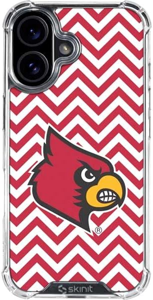 Skinit Clear Phone Case Compatible with iPhone 16 - Officially Licensed University of Louisville Red Background Design