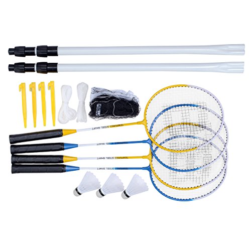 Toyrific Sportline 4 Player Pro Badminton Set, Family Back Garden Games, 4x26 Badminton Rackets and...
