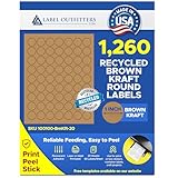 1,260 Label Outfitters 100100-BrnKft-20 1 inch Diameter Brown Kraft Circles, 20 sheets with 63 Labels per Sheet